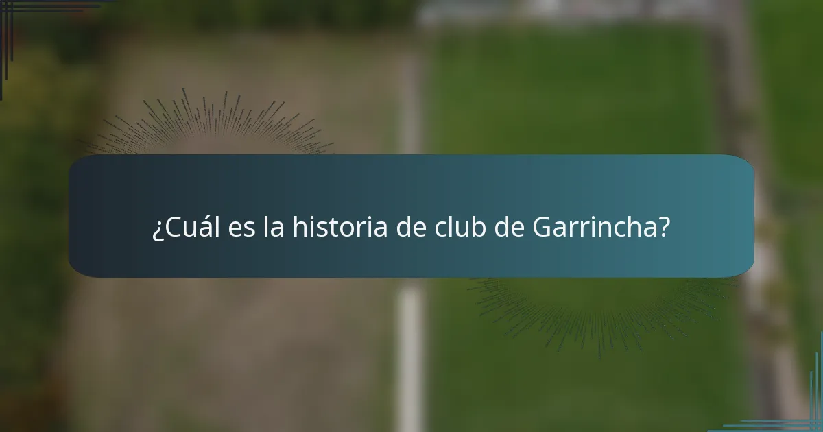 ¿Cuál es la historia de club de Garrincha?