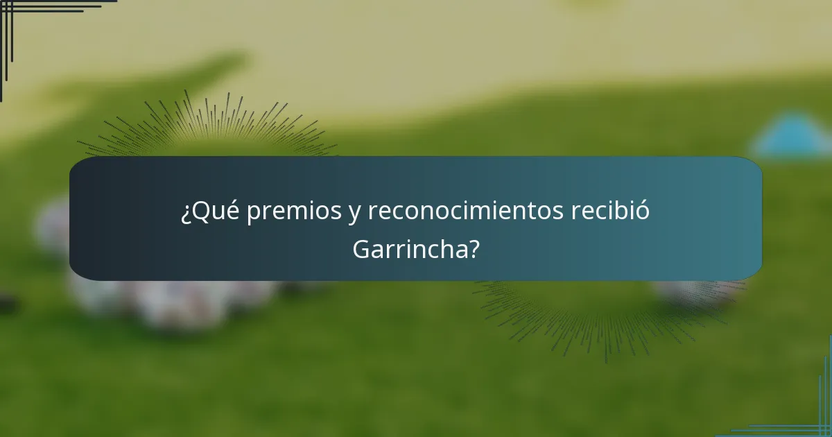 ¿Qué premios y reconocimientos recibió Garrincha?